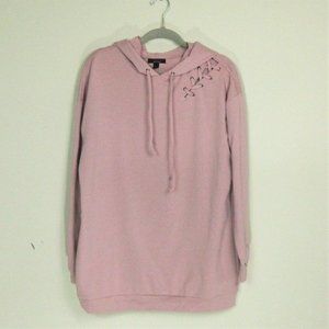 NWT Material Girl Active Large Pink Hoodie Pullover Peek a Boo Shoulder